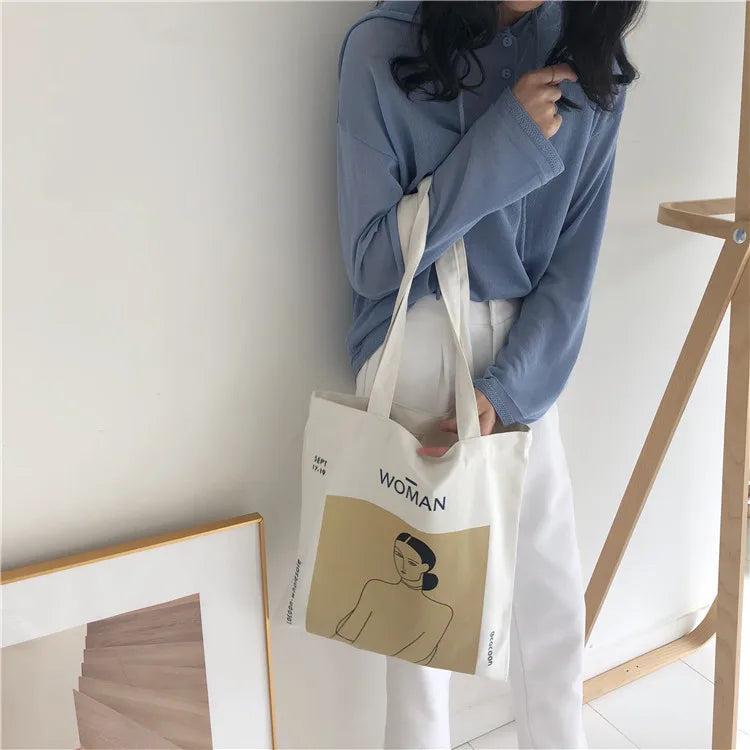 Henri Matisse Painting Print Canvas Shoulder Bag | Simple Lady Shopping Tote Bag Feminina | Eco Pure Cotton Cloth Handbag Luxegan