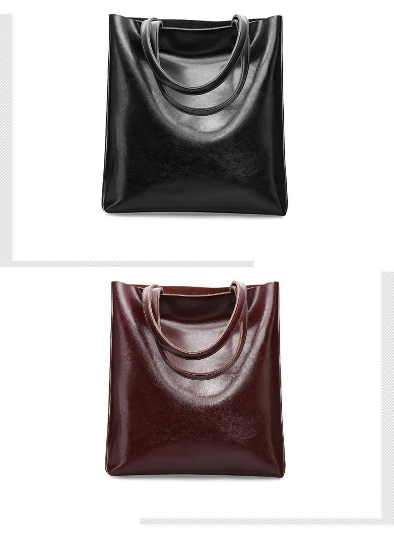 Cow Leather Vintage Handbag | Genuine Leather Shoulder & Office Tote Bag Luxegan