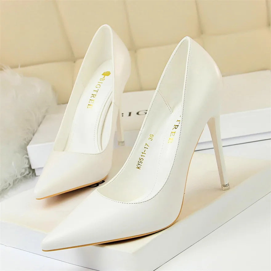 Soft Leather Concise High Heels | Sophisticated 7.5cm & 10.5cm Pointed Toe Pumps | Elegant "Handmade Candy Color" Silhouette | "Dignified" Slip-On Office & Wedding Shoes for Radiant Versatile Styling Luxegan