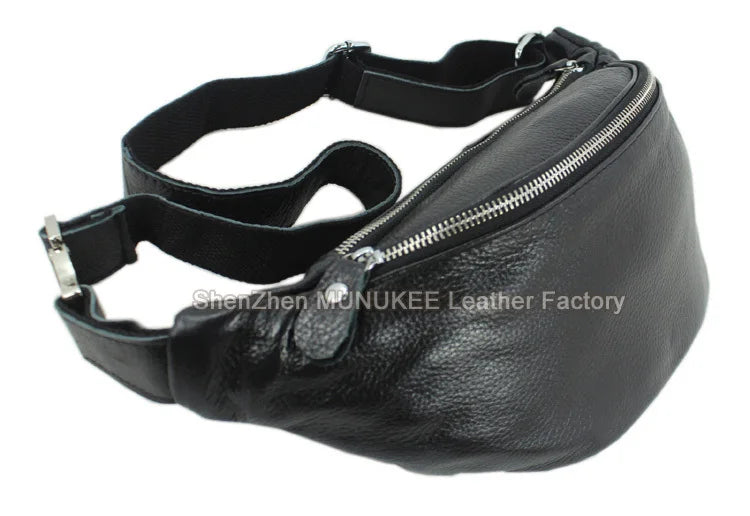 Genuine Leather Fashion Waist Bag | Sophisticated "Pillow" Silhouette | Premium Cowhide Leather Belt Bag & Fanny Pack | "Dignified" High-Performance Money Belt for Radiant Versatile Styling Luxegan
