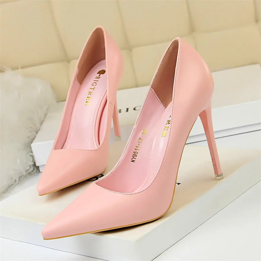 Soft Leather Concise High Heels | Sophisticated 7.5cm & 10.5cm Pointed Toe Pumps | Elegant "Handmade Candy Color" Silhouette | "Dignified" Slip-On Office & Wedding Shoes for Radiant Versatile Styling Luxegan