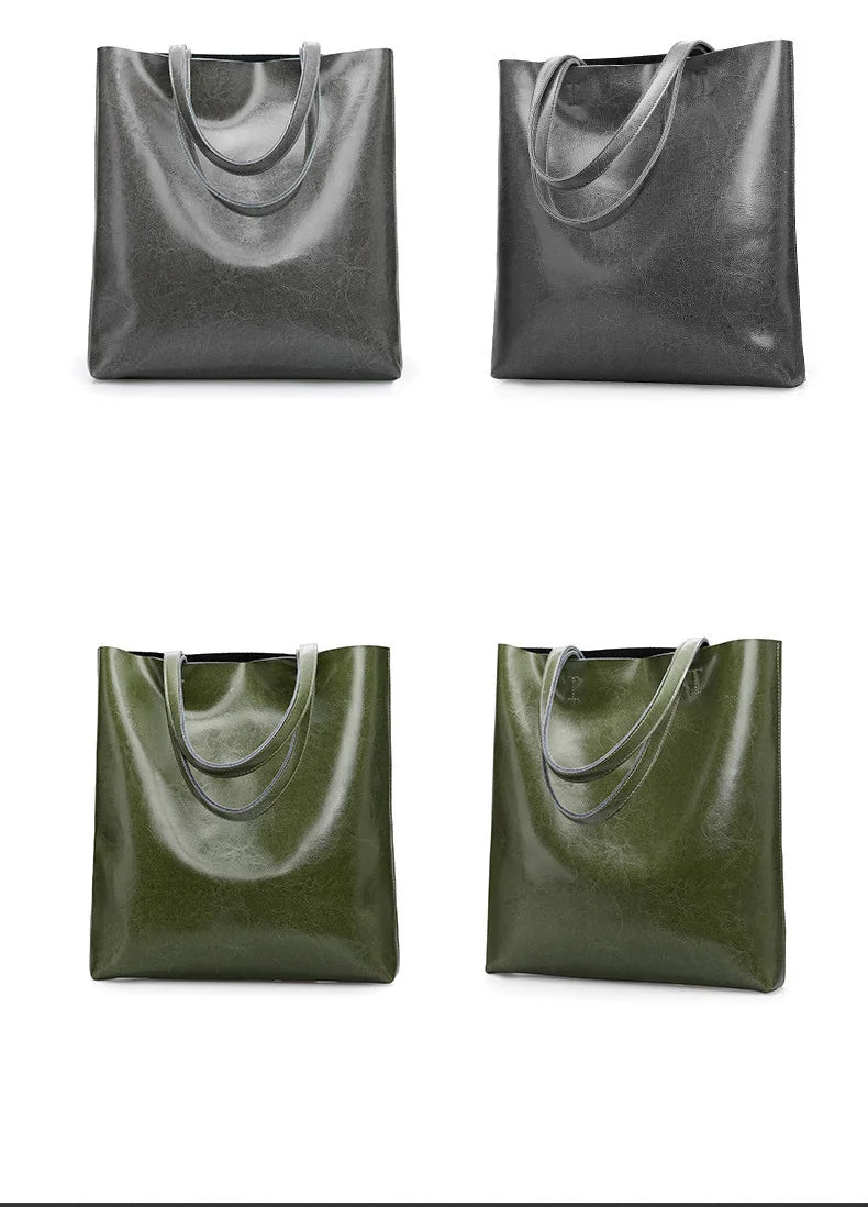 Real Genuine Leather Women's Shoulder Bags | Large Capacity Female Fashion Office Retro Handbag (Cow Leather, Big Bags for Women) Luxegan