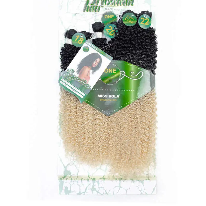 Ombre Curly Synthetic Hair Bundles with Free Closure – 6 Pcs Pack 18"–22" Hair Weave Luxegan