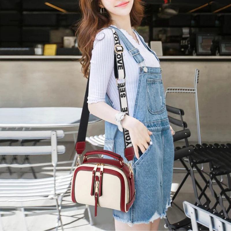 Fashion Stitching Shoulder Bag for Women | PU Leather Luxury Crossbody Bag with New Chains (Square Bag, Lady Purse) Luxegan