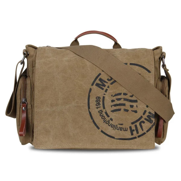 Premium Men's Canvas Messenger Bag | Vintage Business Crossbody Shoulder Bag & Travel Handbag | Large 39 X 28 X 14 cm High-Quality Satchel | Fashion Postman School Bag with Multi-Pocket Organizer Luxegan