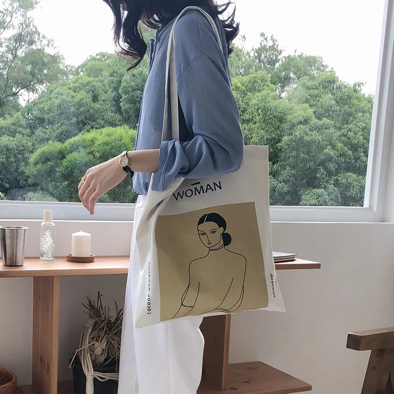 Henri Matisse Painting Print Canvas Shoulder Bag | Simple Lady Shopping Tote Bag Feminina | Eco Pure Cotton Cloth Handbag Luxegan