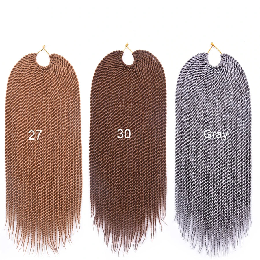Hand-Made Twist Braid Crochet Hair Extensions | Low-Temperature Synthetic Braiding Hair | 30 Strands/Pack Ombre Twist Braids for Women and Girls Luxegan