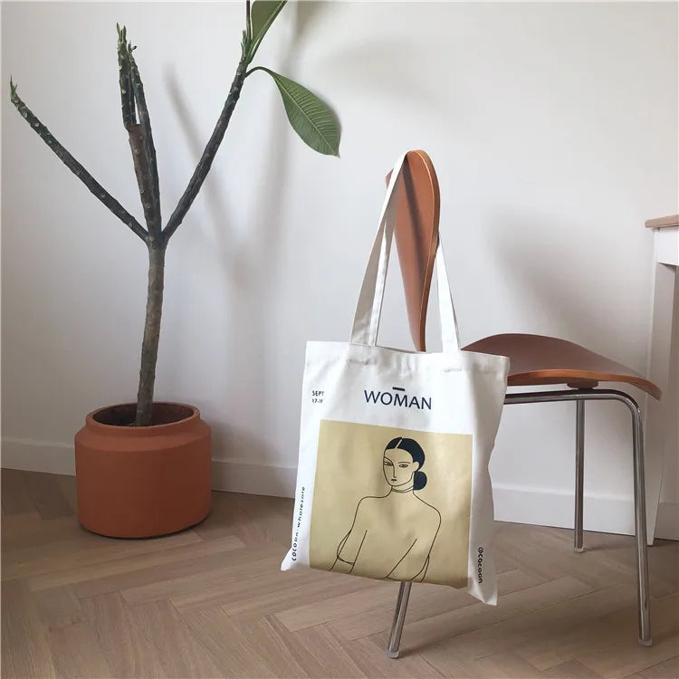 Henri Matisse Painting Print Canvas Shoulder Bag | Simple Lady Shopping Tote Bag Feminina | Eco Pure Cotton Cloth Handbag Luxegan