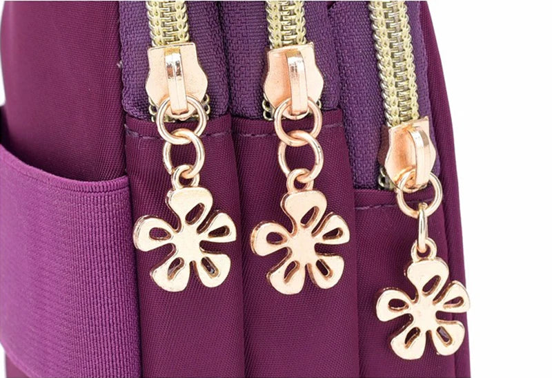 Nylon Solid Flap Bag | Soft Waterproof Sequined Flowers Crossbody Phone Pouch Luxegan