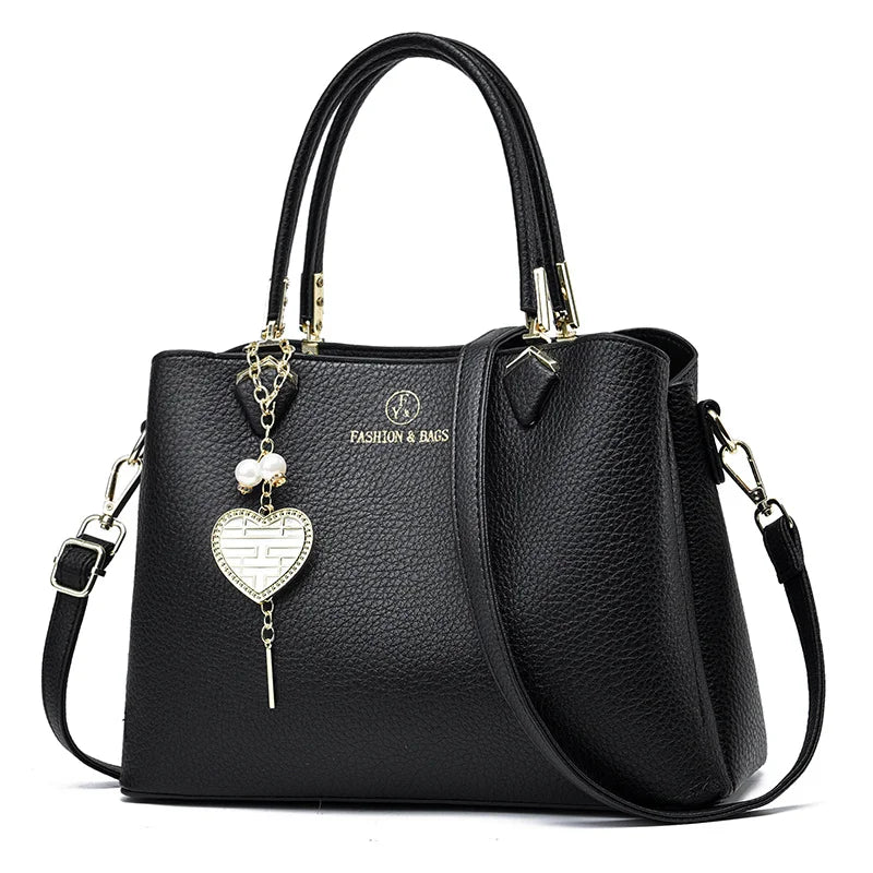 Retro Large Capacity Women’s Shoulder Bag | Fashionable Solid Color Simple Elegant Tote | Versatile PU Leather Crossbody Bag | Temperament Casual Diagonal Messenger Bag (Model BTL-17524) Luxegan