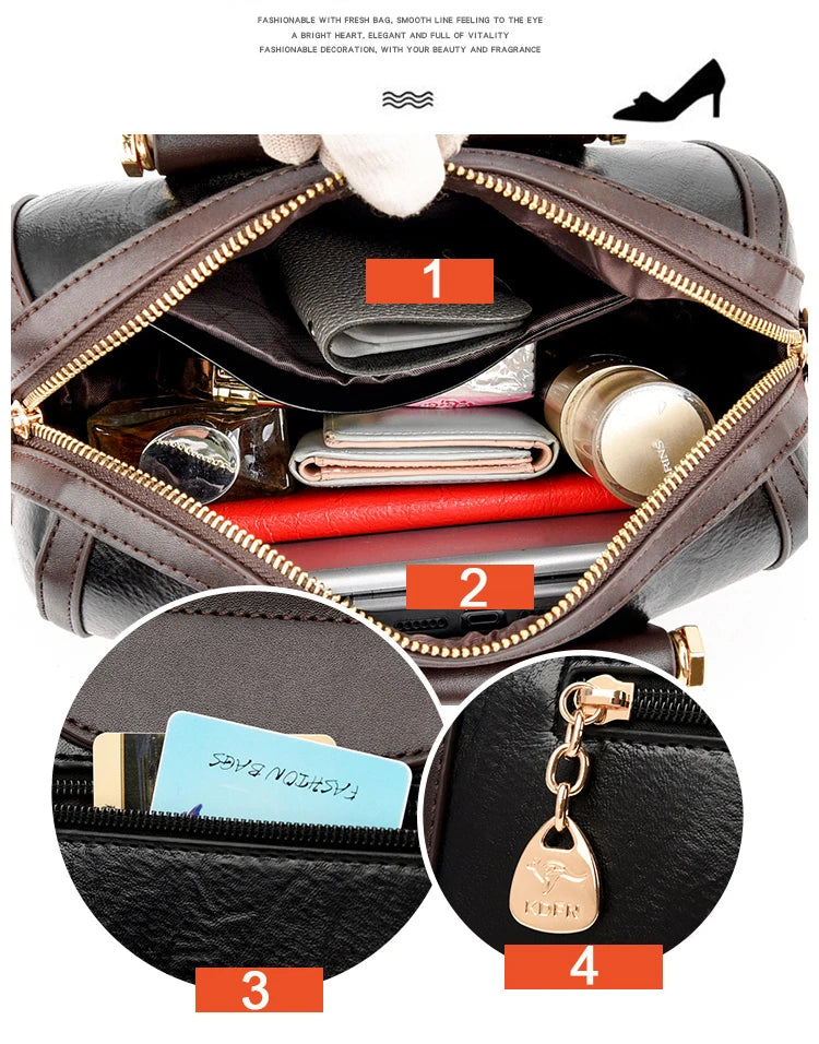 Super High-Quality Leather Top Handle Purse | Shell Bag & Fashionable Handbag Luxegan