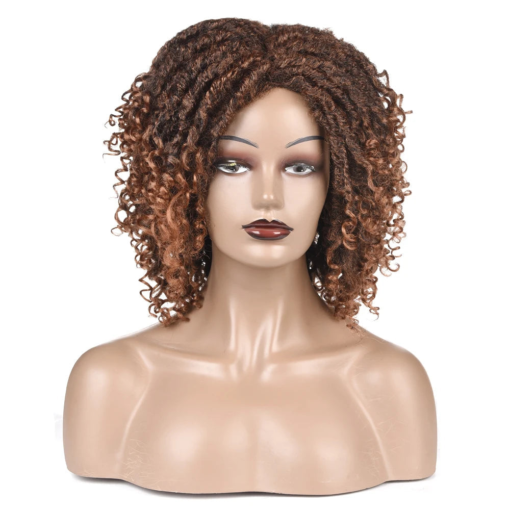 YUNRONG Dreadlock Wig For Black Women 16 inch High Temperature Fiber Dreadlock Ombre Burg Crochet Twist Hair Luxegan