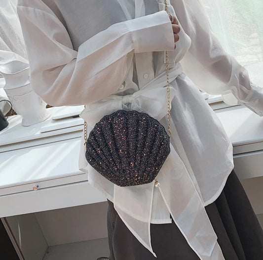Fashion Sequined Shell Crossbody | Structured PVC Clutch Purse Luxegan