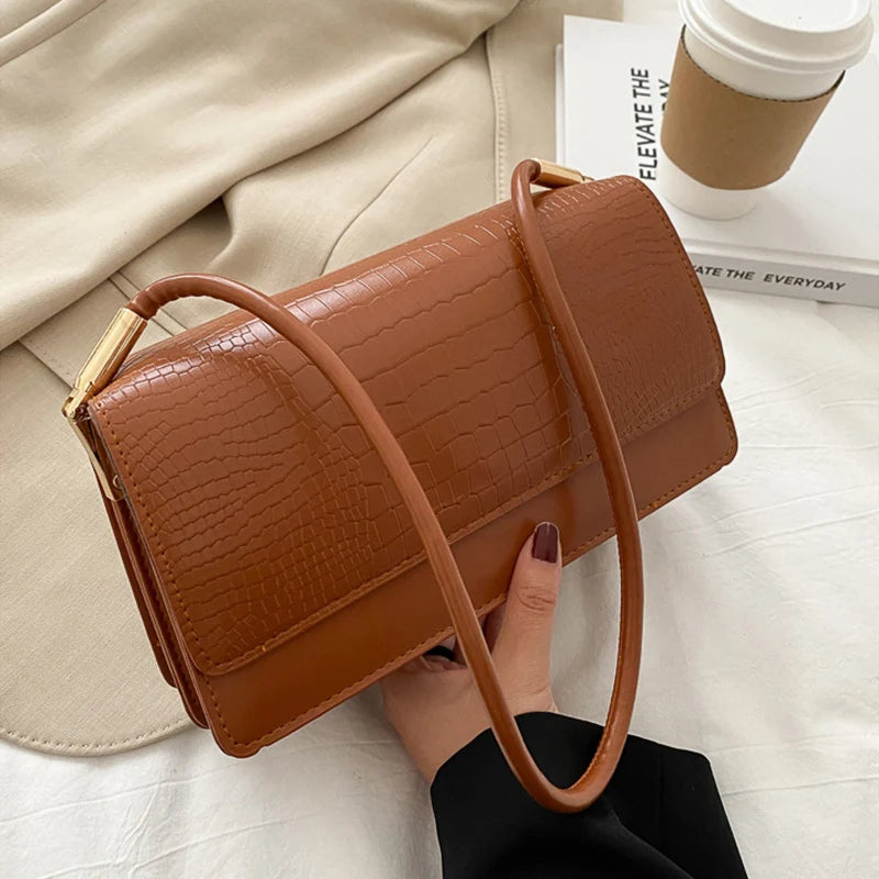 Small Soft PU Leather Handbag | Vintage Armpit Shoulder Bag Luxegan