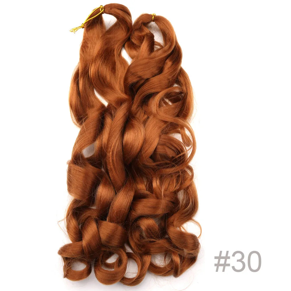 Synthetic Loose Wave Crochet Braiding Hair – Spiral Curls French Curls Pre-Stretched Ombre Braids 16"-26" | 6 Packs Luxegan