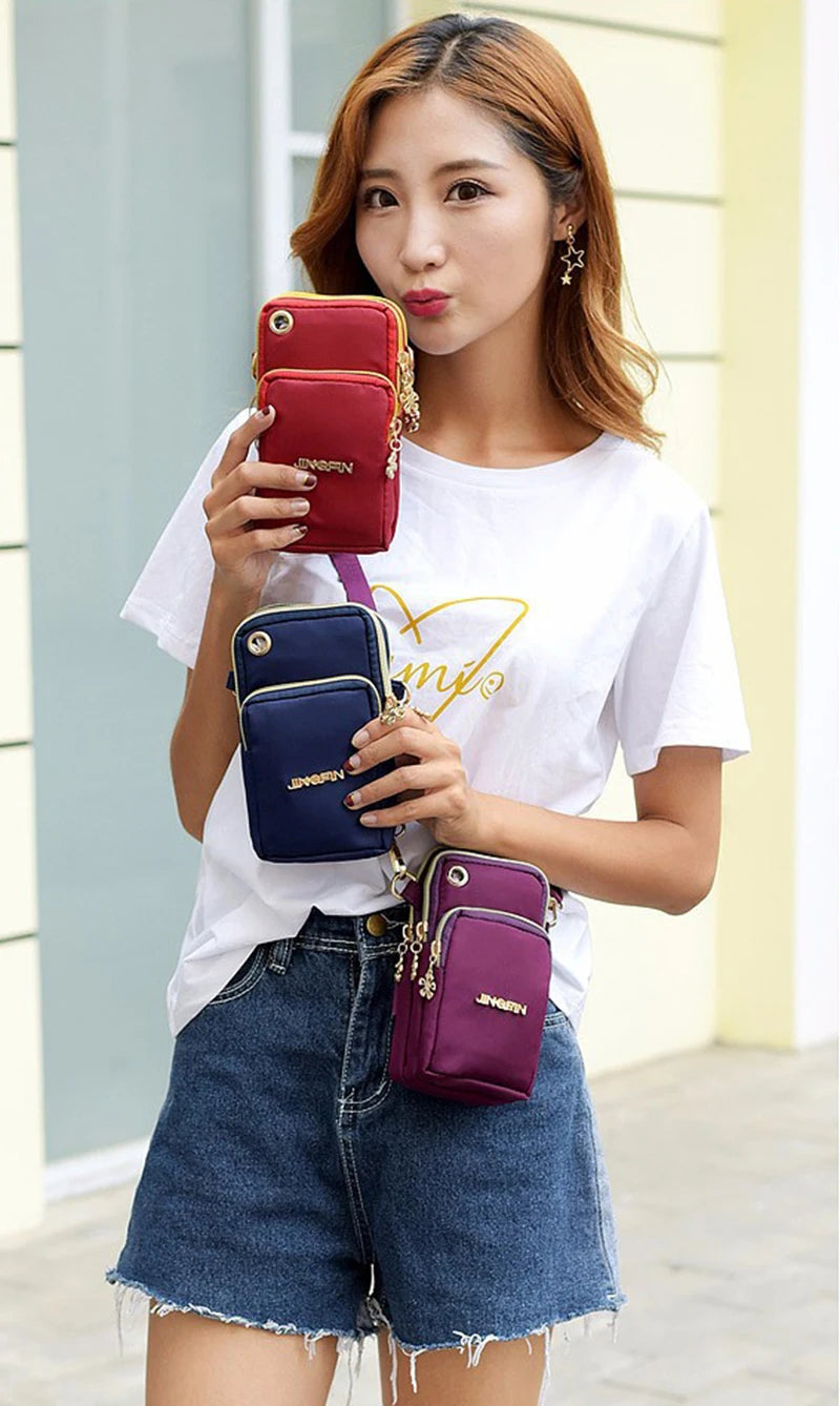 Nylon Solid Flap Bag | Soft Waterproof Sequined Flowers Crossbody Phone Pouch Luxegan