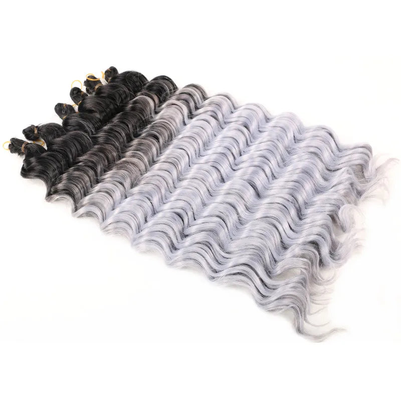 20" Deep Curly Crochet Braiding Hair | Deep Wave Bulk Synthetic Braid Extensions | 23 Colors