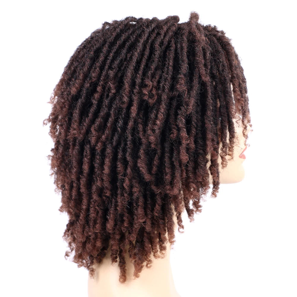 Short Dreadlock Wig for Black Women Afro Curly Twist Wigs Synthetic Heat Resistant Breathable Faux Locs Braids Hair Wigs Luxegan
