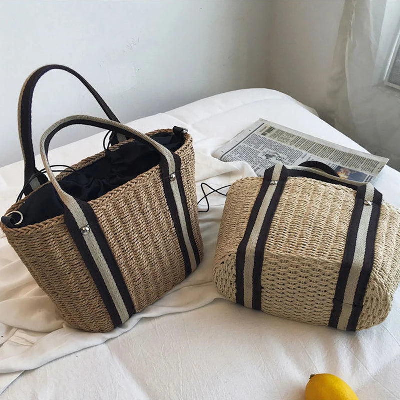 Summer Straw Handbag | Large Capacity Woven Shoulder Bag & Bohemian Beach Tote Luxegan