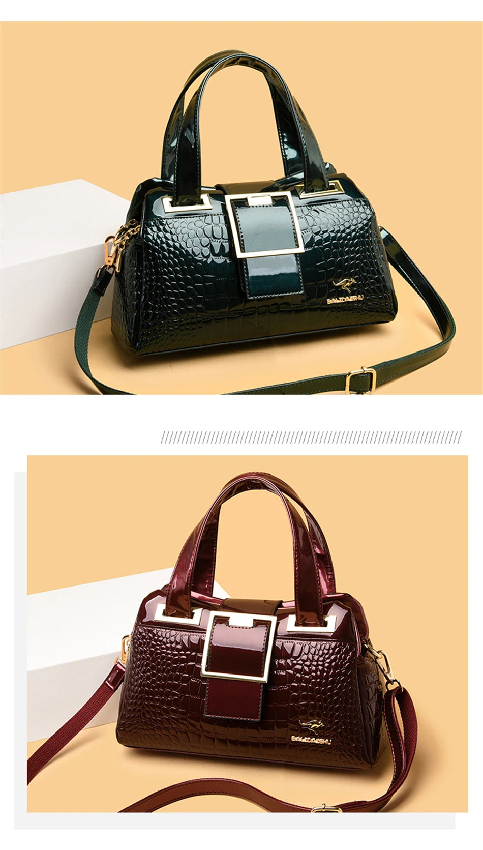2-Layer Large Capacity Tote Bag | Luxury Handbags Women's Designer Crocodile Pattern Ladies Boston Shoulder Bag (High Quality) Luxegan