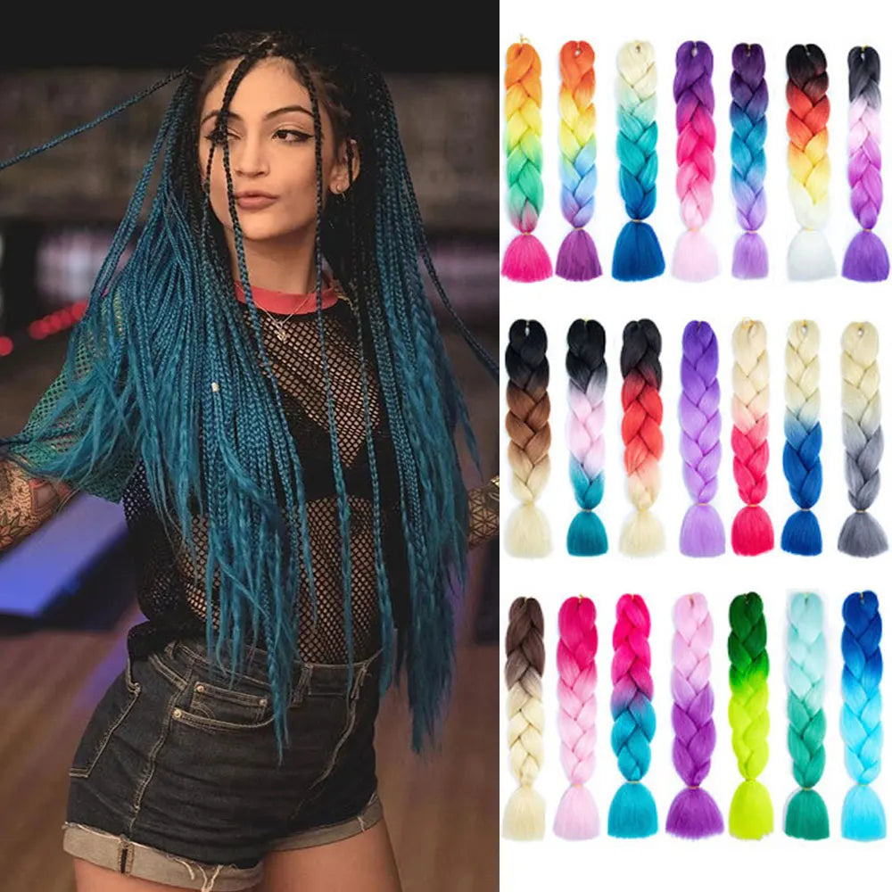 Lihui 24 Inch Pre-Stretched Synthetic Braiding Hair – Kanekalon Jumbo Braid | 100g | 100+ Ombre Colors