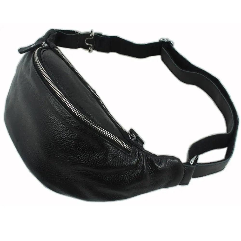 Genuine Leather Fashion Waist Bag | Sophisticated "Pillow" Silhouette | Premium Cowhide Leather Belt Bag & Fanny Pack | "Dignified" High-Performance Money Belt for Radiant Versatile Styling Luxegan
