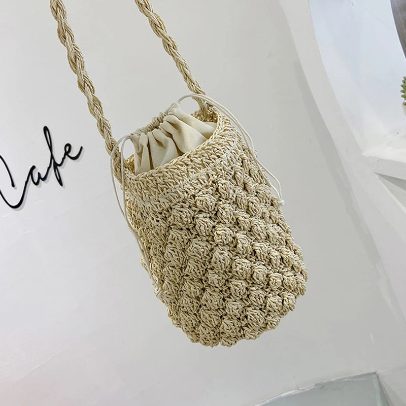 Summer Straw Shoulder Tote | Sophisticated Large-Capacity Rattan Bucket Bag | Elegant Handmade Woven Beach Bag | "Dignified" Soft Bohemian Handbag for Versatile Vacation Styling Luxegan
