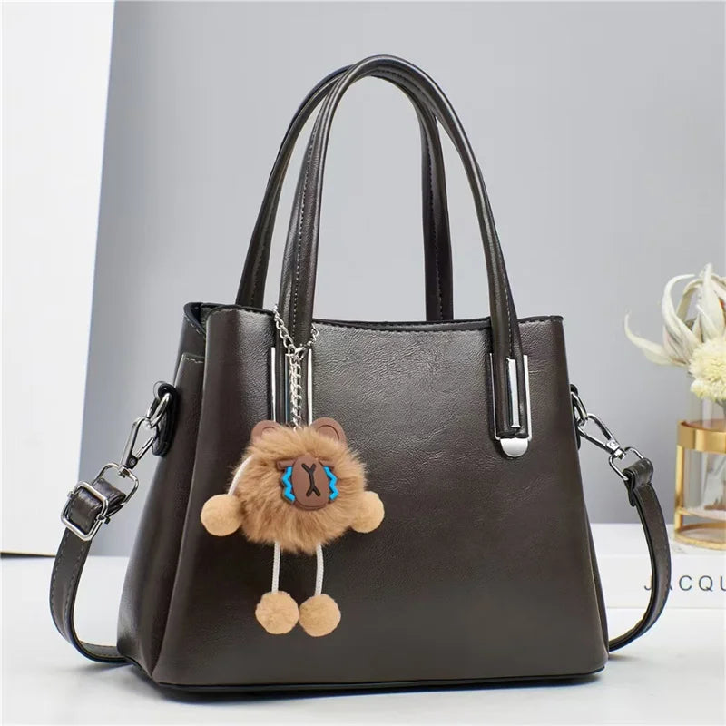 Women’s Luxury Hobo Tote Handbag | Fashion Designer Mini Bowling Purse | Large Capacity Bucket Bag with Silk Lining | Sleek PU Leather Business & Shopping Handbag (Model BTL-22151-CWW) Luxegan