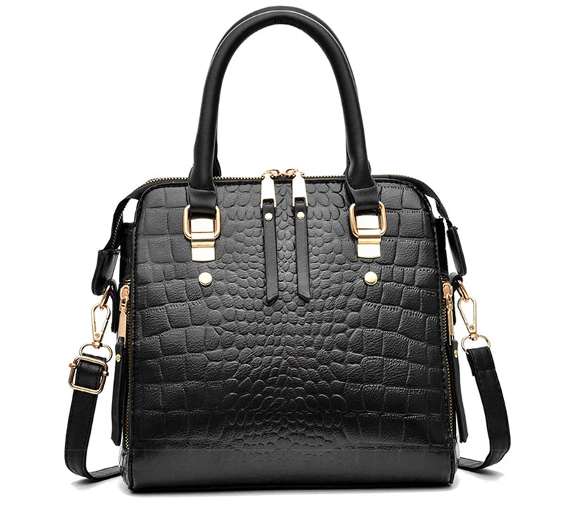 Luxury Crocodile Pattern Handbag for Women | Winter New PU Leather Tassel Shoulder Bag (Brands Design Handle Bag, Lady Purse) Luxegan