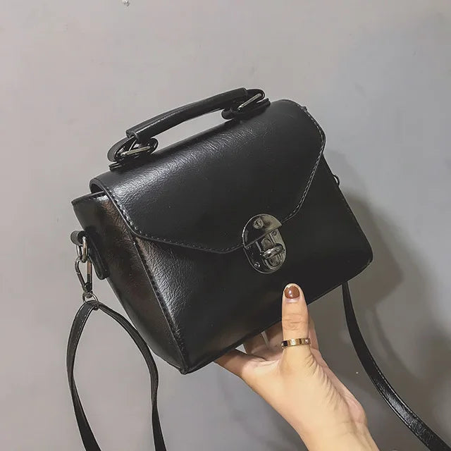 Winter New Lock-Design Shoulder Bag | Sophisticated PU Leather Crossbody | Elegant Small Square Lady Handbag | "Dignified" Soft Vintage Messenger for Versatile Styling Luxegan