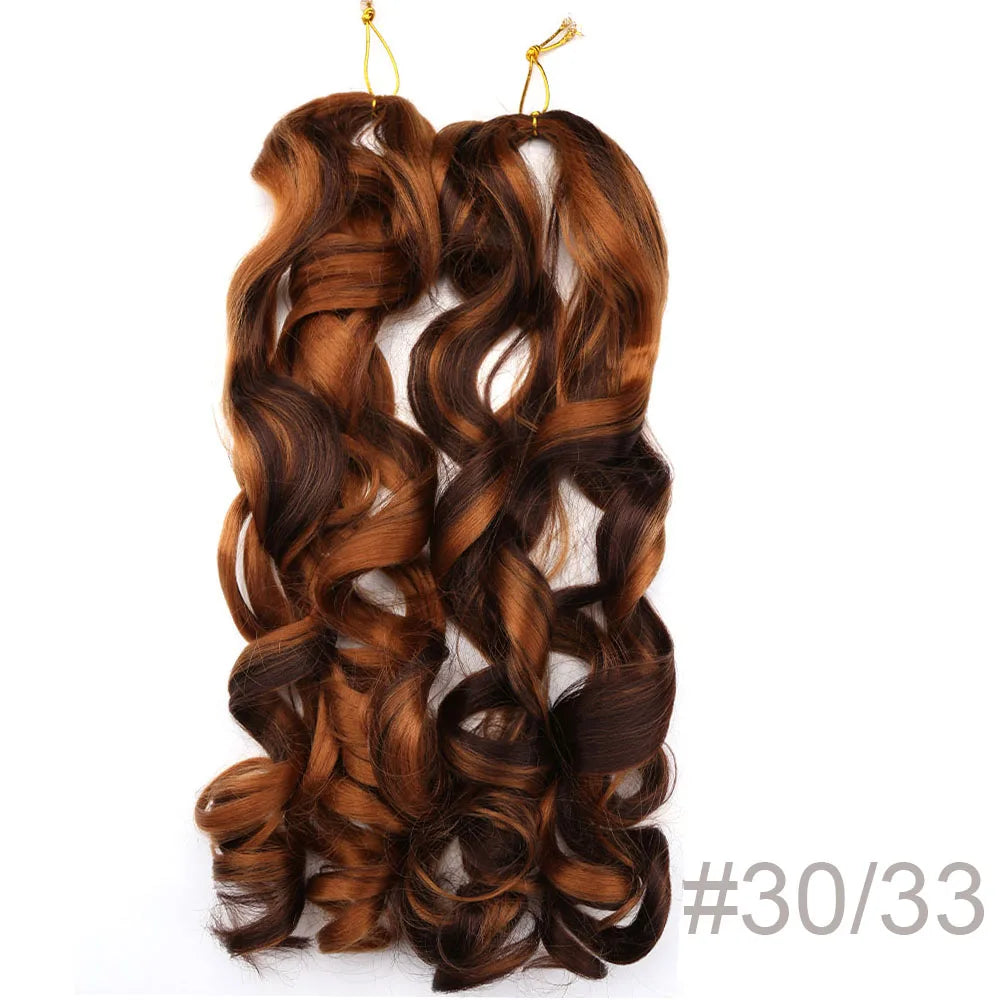Synthetic Loose Wave Crochet Braiding Hair – Spiral Curls French Curls Pre-Stretched Ombre Braids 16"-26" | 6 Packs Luxegan