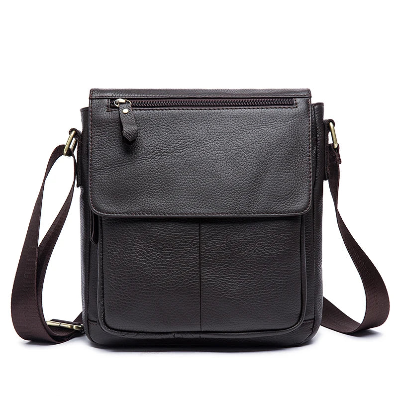 Premium Genuine Leather Men's Messenger Bag | Versatile Male Crossbody Shoulder Bag | Fashionable Multi-Pocket Flap Handbag | High-Quality Cowhide Daily Commuter Bag with Key Holder Luxegan