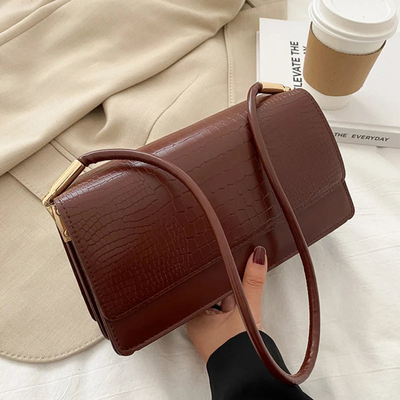 Small Soft PU Leather Handbag | Vintage Armpit Shoulder Bag Luxegan