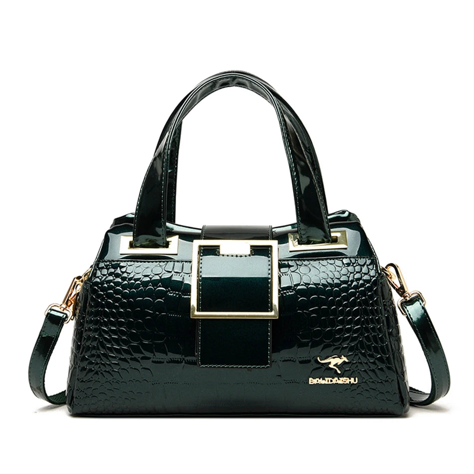 2-Layer Large Capacity Tote Bag | Luxury Handbags Women's Designer Crocodile Pattern Ladies Boston Shoulder Bag (High Quality) Luxegan