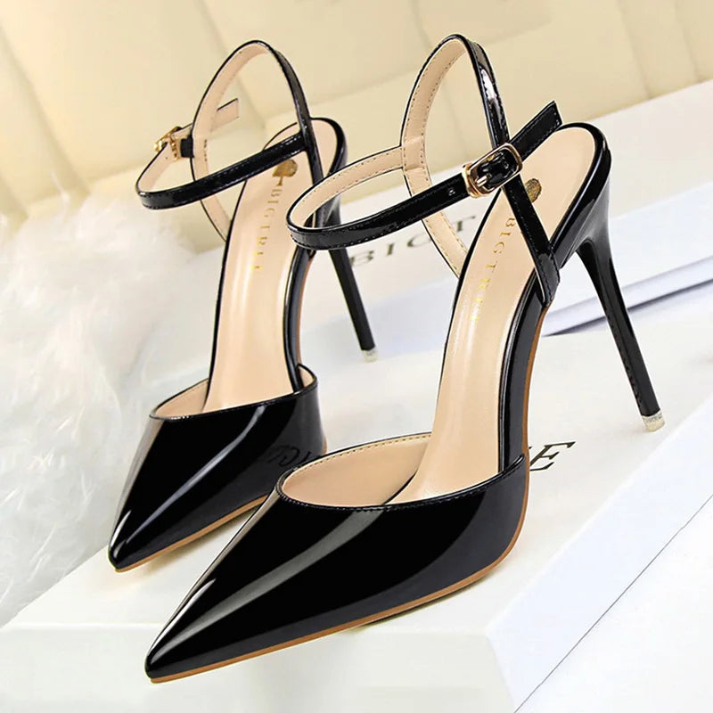 Metallic Patent Leather Stiletto Pumps | Sophisticated Blue & Silver Pointed Toe Heels | Elegant "Super High" Party Sandals | "Dignified" Shallow Mouth Stilettos for Radiant Versatile Styling Luxegan