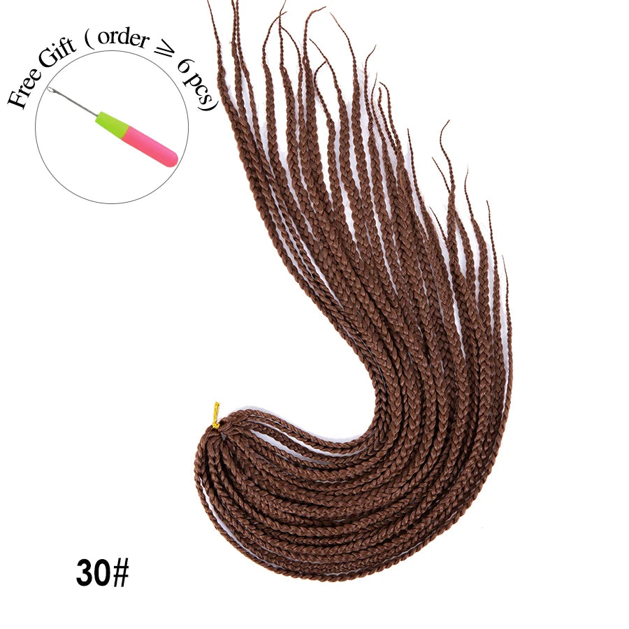 High Quality Ombre Brown & Blonde Synthetic Box Braids Crochet Hair Extensions - 12", 16", 20", 24" & 30" Pre-Looped Braids - High Temperature Fiber 22 Strands/Pack Tangle-Free Crochet Braids Luxegan