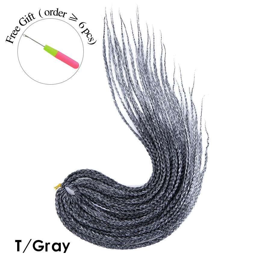 High Quality Ombre Brown & Blonde Synthetic Box Braids Crochet Hair Extensions - 12", 16", 20", 24" & 30" Pre-Looped Braids - High Temperature Fiber 22 Strands/Pack Tangle-Free Crochet Braids Luxegan