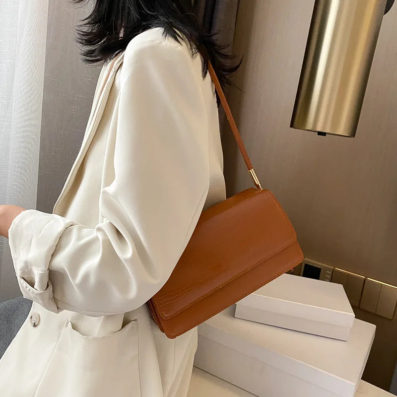 Small Soft PU Leather Handbag | Vintage Armpit Shoulder Bag Luxegan