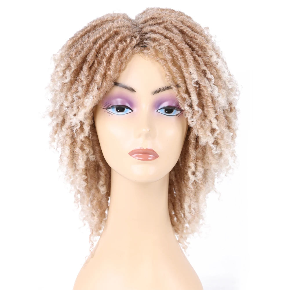 Short Dreadlock Wig for Black Women Afro Curly Twist Wigs Synthetic Heat Resistant Breathable Faux Locs Braids Hair Wigs Luxegan