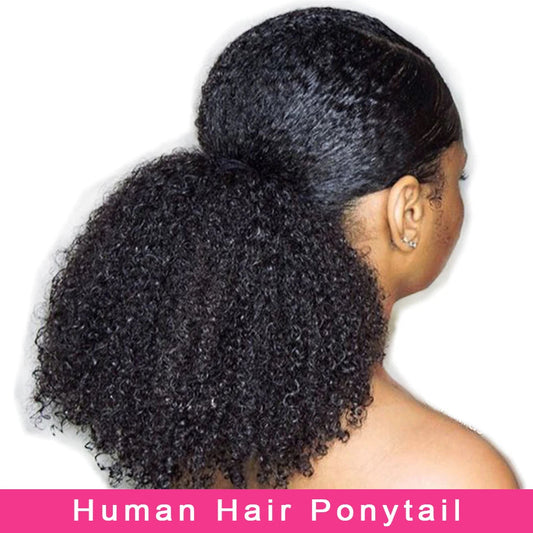 Afro Kinky Curly Drawstring Ponytail | Sophisticated 4B 4C Mongolian Human Hair Silhouette | Elegant "Clip-In" Remy Hair Extension | "Dignified" 100g Pure Color Piece for Radiant Versatile Styling Luxegan