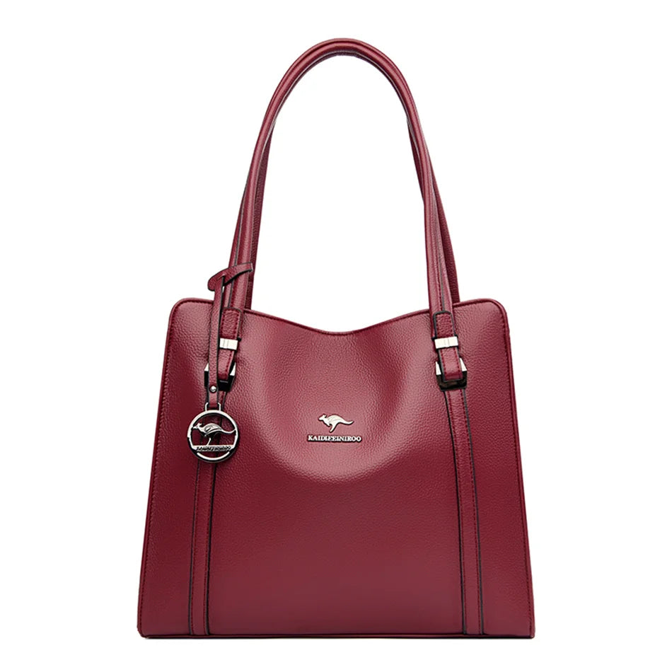 Genuine Soft PU Leather Handbags for Women | Vintage Shoulder Tote Bag & Large Capacity Purse