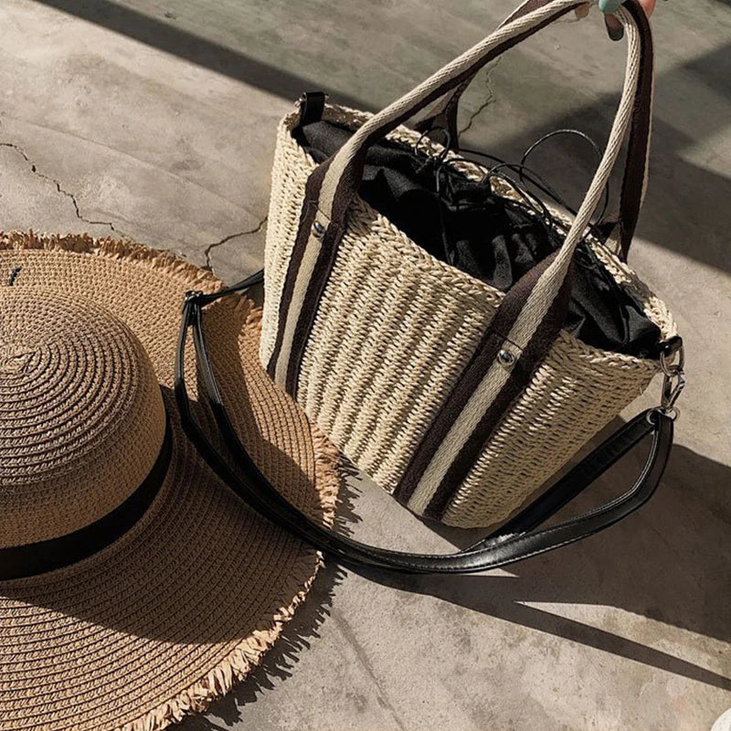 Summer Straw Handbag | Large Capacity Woven Shoulder Bag & Bohemian Beach Tote Luxegan
