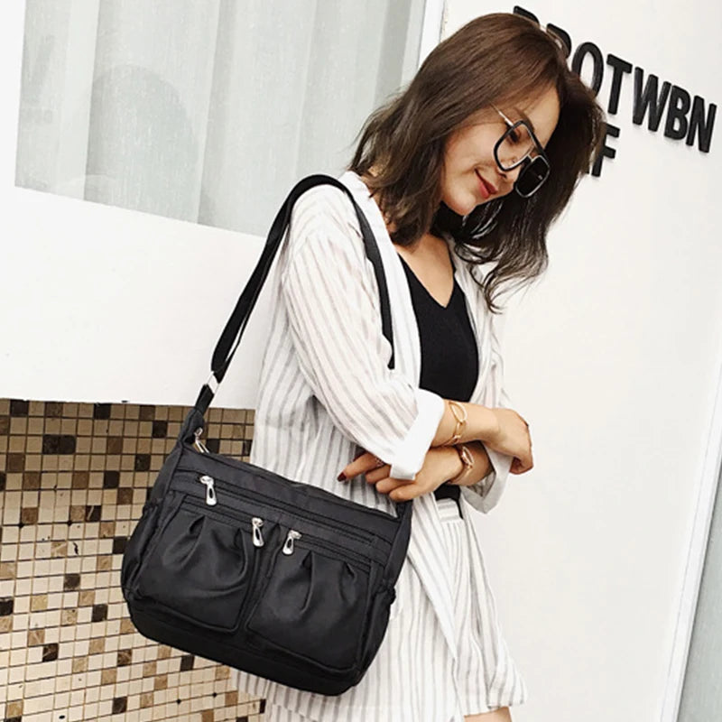 Waterproof Nylon Multi-Pocket Messenger Bag | Large Capacity Shoulder Bag Luxegan