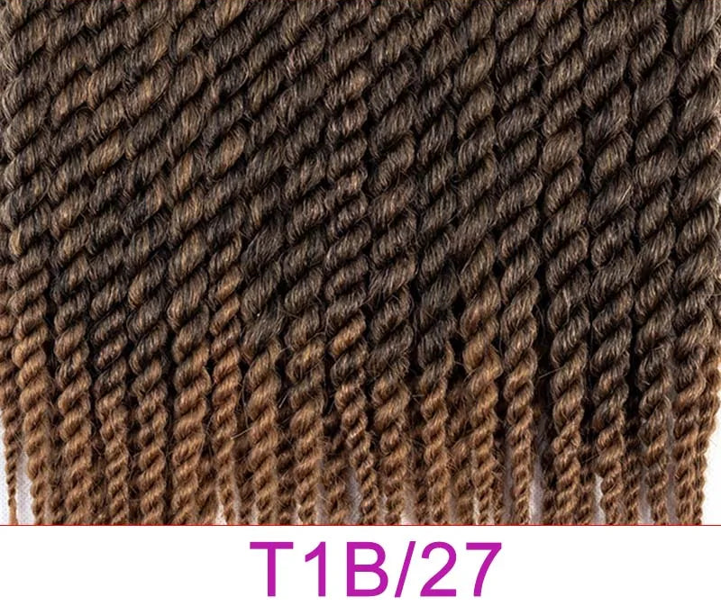 Twist Crochet Braids Hair Extensions - 12" (65g), 18" (100g) & 22" (120g) Pre-Looped Ombre Synthetic Braiding Hair - Low Temperature Fiber 12 Strands/Pack Jumbo Twist Crochet Hair for Women (6 Packs Full Head) Luxegan