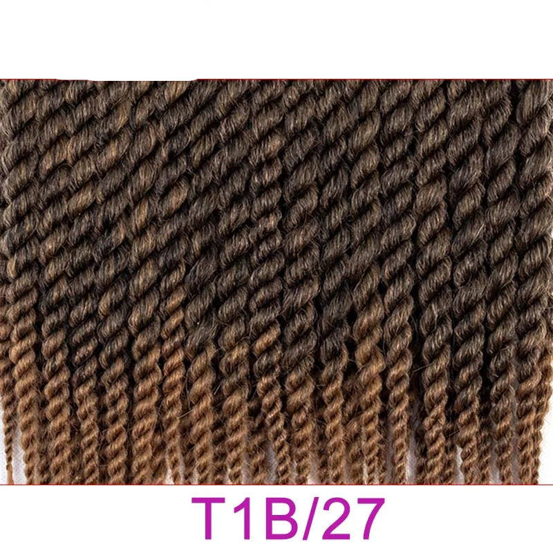 Big Senegalese Twist Crochet Braids Hair Extensions - 12", 18" & 22" Pre-Looped Ombre Synthetic Braiding Hair - Low Temperature Fiber 12 Strands/Pack Jumbo Twist Crochet Hair for Women Luxegan
