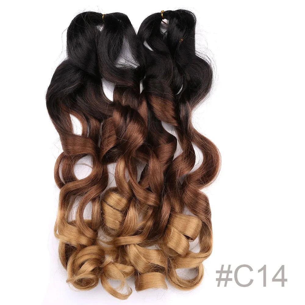 Synthetic Loose Wave Crochet Braiding Hair – Spiral Curls French Curls Pre-Stretched Ombre Braids 16"-26" | 6 Packs Luxegan