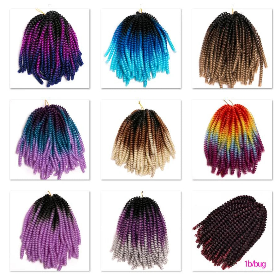 Spring Twist Crochet Braiding Hair 8 Inch – Ombre Synthetic Braid Extensions 30 Strands/Pack (26 - view 3