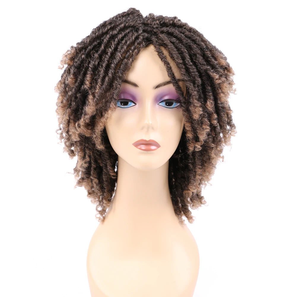 Short Dreadlock Wig for Black Women Afro Curly Twist Wigs Synthetic Heat Resistant Breathable Faux Locs Braids Hair Wigs Luxegan