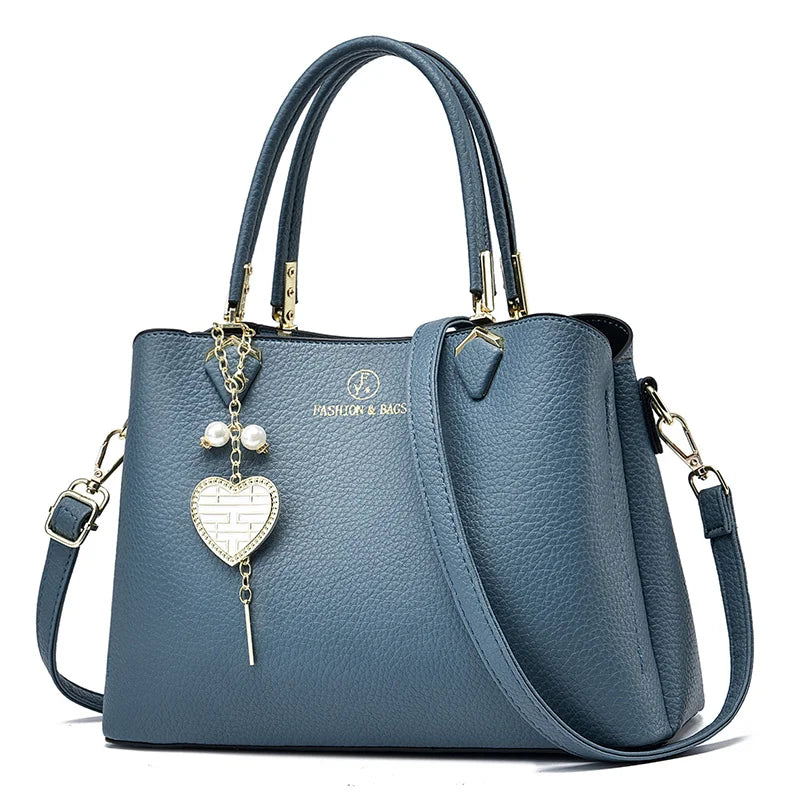 Retro Large Capacity Women’s Shoulder Bag | Fashionable Solid Color Simple Elegant Tote | Versatile PU Leather Crossbody Bag | Temperament Casual Diagonal Messenger Bag (Model BTL-17524) Luxegan