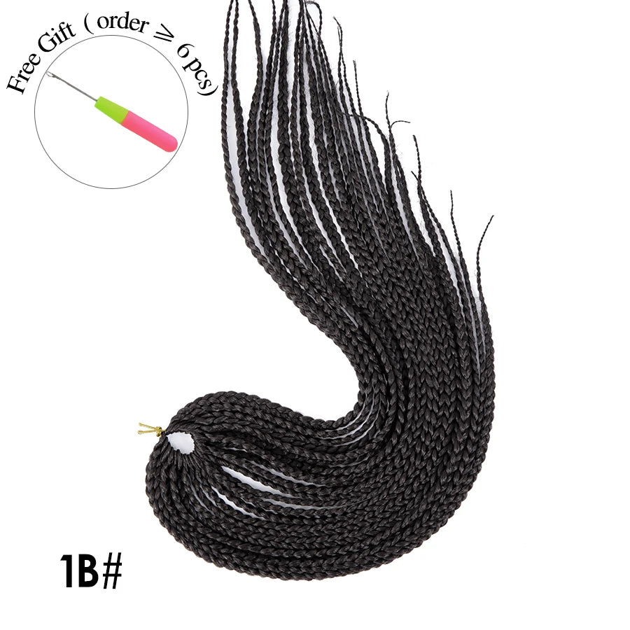 High Quality Ombre Brown & Blonde Synthetic Box Braids Crochet Hair Extensions - 12", 16", 20", 24" & 30" Pre-Looped Braids - High Temperature Fiber 22 Strands/Pack Tangle-Free Crochet Braids Luxegan